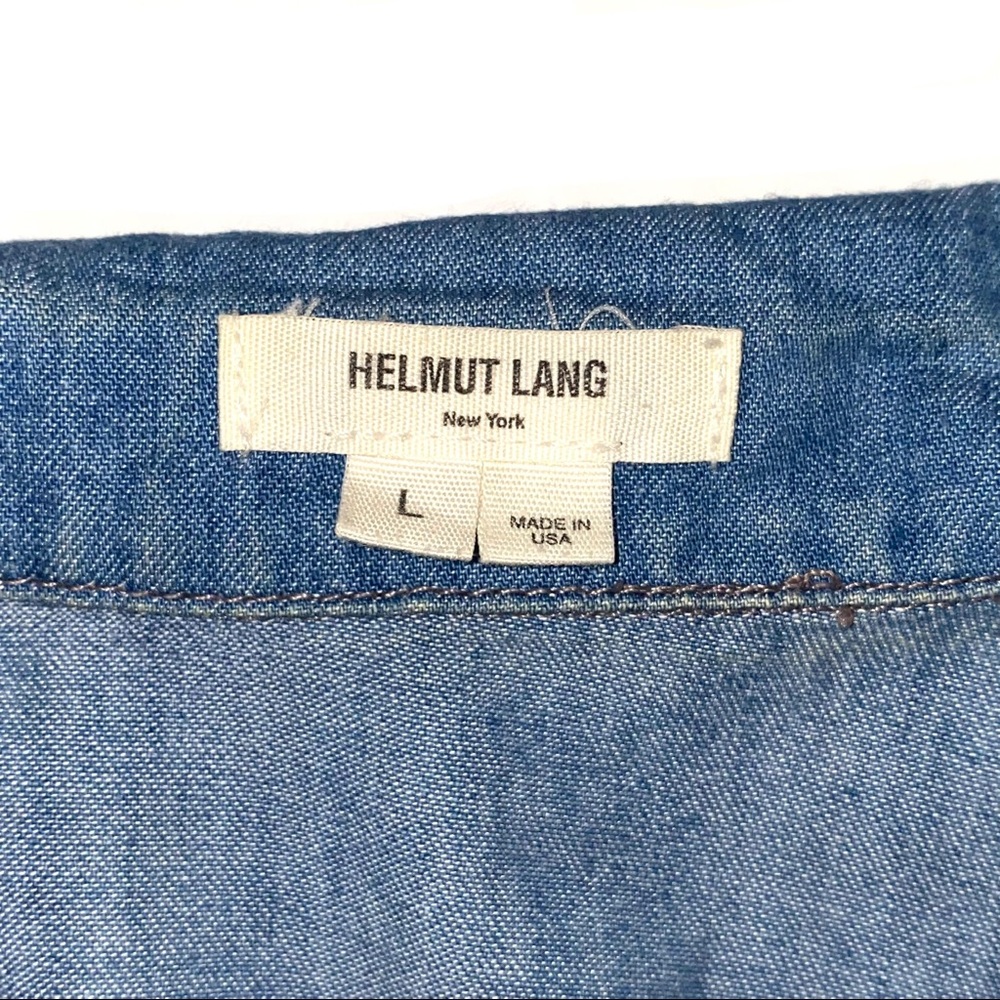 Helmut Lang Chambray Low High Button Down Shirt L - image 3